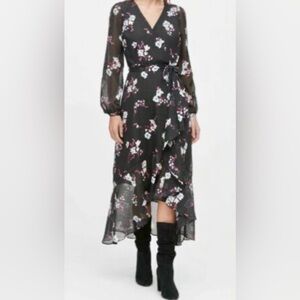 Banana Republic Black Floral High Low Dress